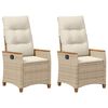 vidaXL Reclining Garden Chair Beige and Cream 64 x 57.5 x 112 cm