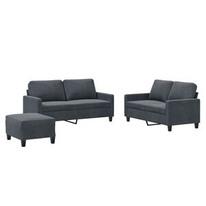 vidaXL 3 Piece Sofa Set with Cushions Dark Grey Velvet