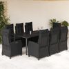 vidaXL 9 Piece Garden Dining Set with Cushions Black Poly Rattan