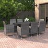 vidaXL 9 Piece Garden Dining Set with Cushions Poly Rattan and Glass