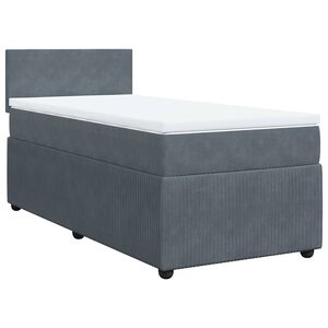 vidaXL Box Spring Bed with Mattress Dark Grey King Single Velvet