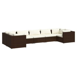 vidaXL 7 Piece Garden Lounge Set with Cushions Poly Rattan Brown