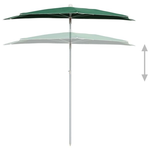 vidaXL Garden Half Parasol with Pole 180x90 cm Green