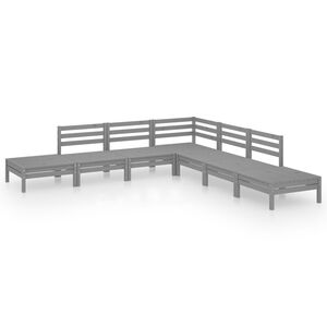 vidaXL 7 Piece Garden Lounge Set Solid Pinewood Grey