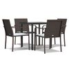 vidaXL 5 Piece Garden Dining Set with Cushions Poly Rattan and Steel