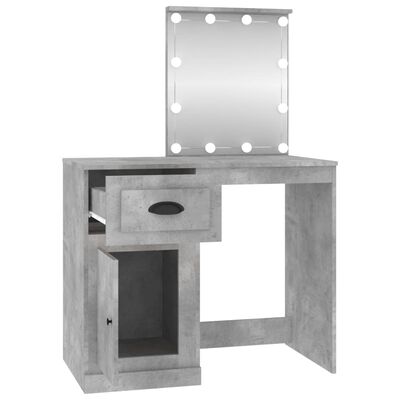 vidaXL Dressing Table with LED Concrete Grey 90x50x132.5 cm Engineered Wood