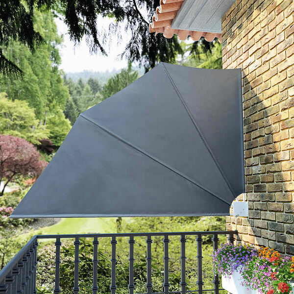 vidaXL Collapsible Balcony Side Awning Grey 160x240 cm