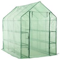 vidaXL Walk-in Greenhouse with 12 Shelves Steel 143x214x196 cm