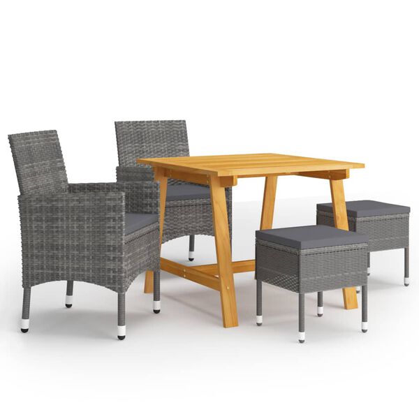 vidaXL 5 Piece Garden Dining Set Grey