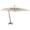 vidaXL Hanging Garden Parasol 300x300 cm Wooden Pole White