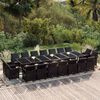 vidaXL 19 Piece Garden Dining Set with Cushions Poly Rattan Black