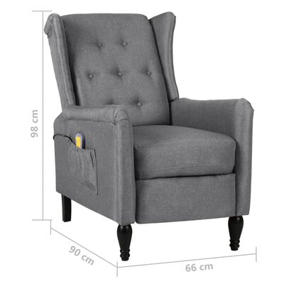 vidaXL Massage Reclining Chair Light Grey Fabric