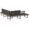vidaXL Garden Sofa with Cushions L-shaped Grey Poly Rattan and Acacia