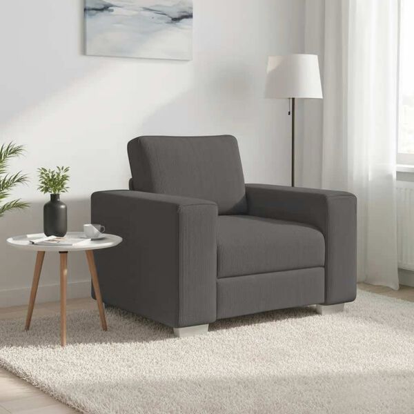 vidaXL Sofa Chair Dark Grey 100x77x82 cm Corduroy Fabric