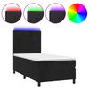 vidaXL Box Spring Bed with Mattress&LED Black 106x203 cm King Single Size Velvet