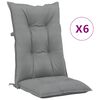 vidaXL Garden Highback Chair Cushions 6 pcs Grey 120x50x7 cm Fabric