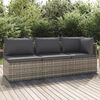 vidaXL 3 Piece Garden Lounge Set with Cushions Grey Poly Rattan