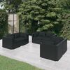 vidaXL 6 Piece Garden Lounge Set with Cushions Poly Rattan Black