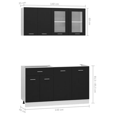 vidaXL 4 Piece Kitchen Cabinet Set Black Engineered Wood | vidaXL.com.au
