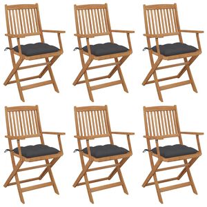 vidaXL Folding Garden Chairs 6 pcs with Cushions Solid Acacia Wood