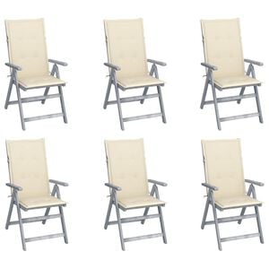 vidaXL Garden Reclining Chairs 6 pcs with Cushions Solid Acacia Wood