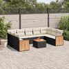 vidaXL 10 Piece Garden Sofa Set with Cushions Black Poly Rattan