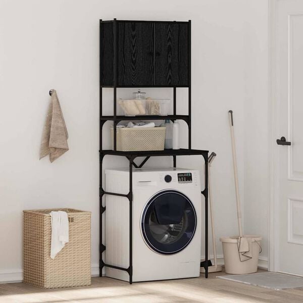 vidaXL Washing Machine Cabinet Black 0ak 68 x 48.5 x 194 cm