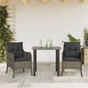 vidaXL 3 Piece Garden Dining Set with Cushions Grey Poly Rattan
