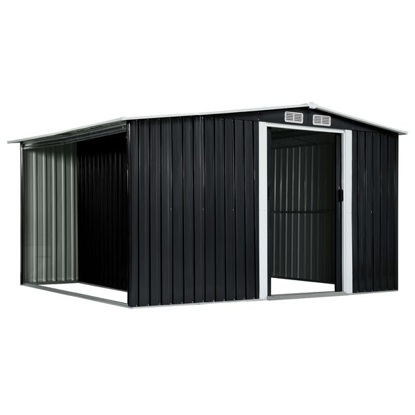 vidaXL Garden Shed with Sliding Doors Anthracite 329.5x205x178 cm Steel