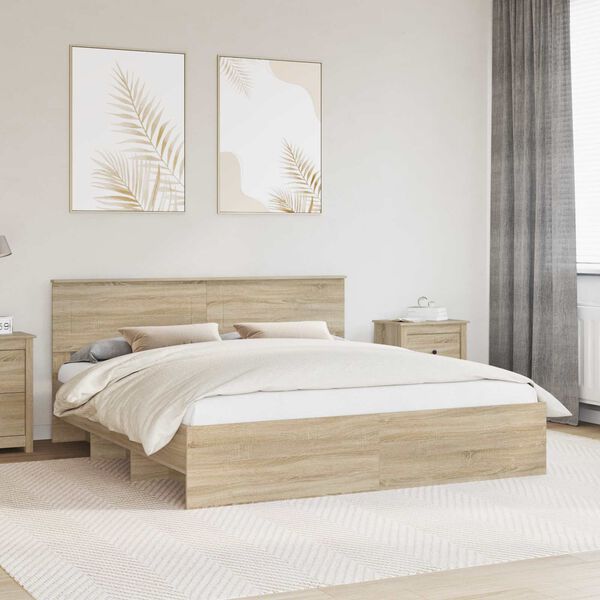 vidaXL Bed Frame Sonoma Oak 180 x 200 cm Engineered Wood