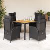 vidaXL 5 Piece Garden Dining Set with Cushions Black Poly Rattan