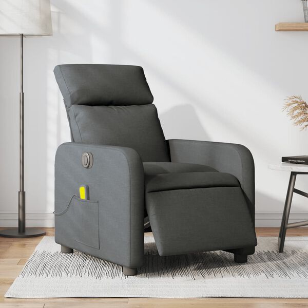 vidaXL Electric Massage Recliner Chair Dark Grey Fabric