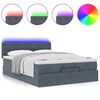vidaXL Ottoman Bed with Mattress & LEDs Dark Grey Queen Velvet