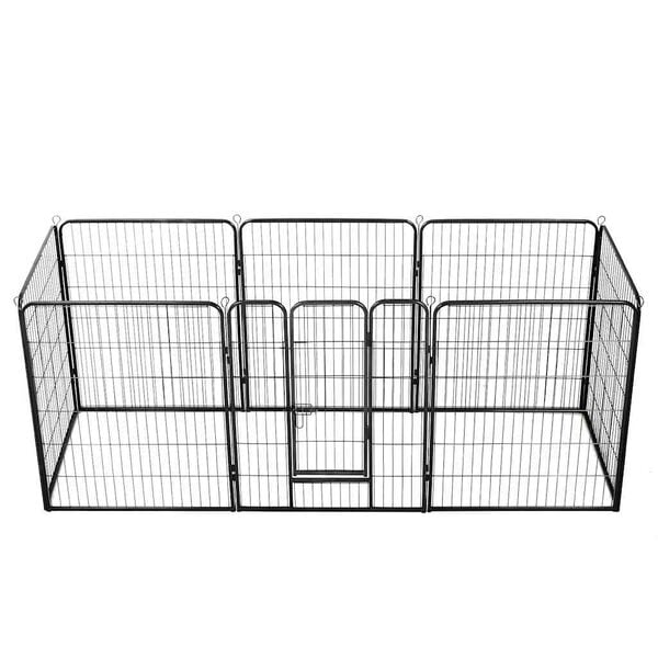 vidaXL Dog Playpen 8 Panels Steel 80x100 cm Black