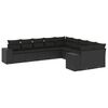 vidaXL 10 Piece Garden Sofa Set with Cushions Black Poly Rattan