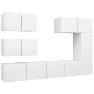 vidaXL 6 Piece TV Cabinet Set White Engineered Wood