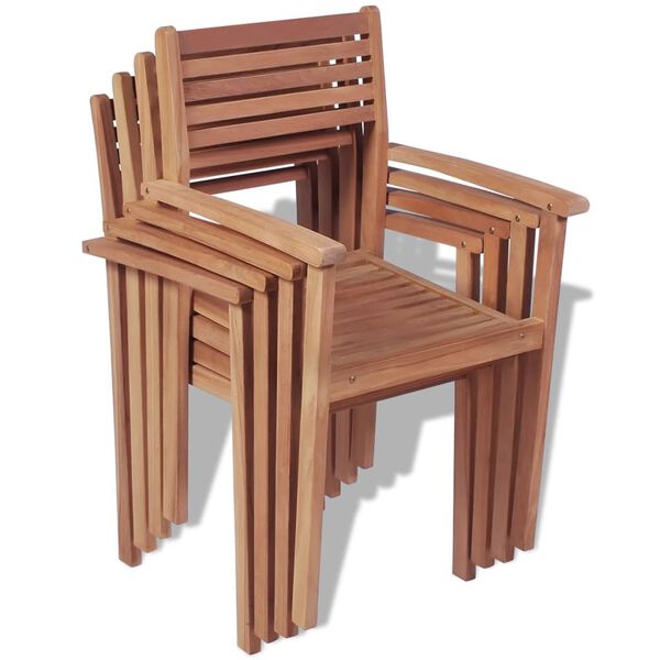 vidaXL Stackable Garden Chairs 4 pcs Solid Teak Wood