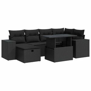vidaXL 8 Piece Garden Sofa Set with Cushions Black Poly Rattan