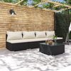 vidaXL 5 Piece Garden Lounge Set with Cushions Poly Rattan Black