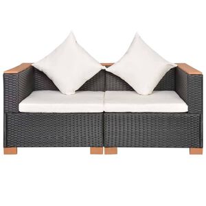 vidaXL Garden Sofa Poly Rattan Black
