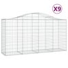 vidaXL Arched Gabion Baskets 9 pcs 200x50x100/120 cm Galvanised Iron