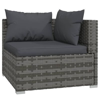 vidaXL 12 Piece Garden Lounge Set with Cushions Grey Poly Rattan