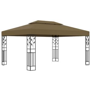 vidaXL Gazebo with Double Roof 3x4 m Taupe 180 g/m&sup2;
