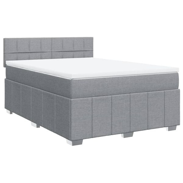 vidaXL Box Spring Bed with Mattress Dark Grey Double Fabric