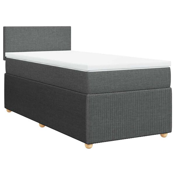 vidaXL Box Spring Bed with Mattress Light Grey King Single Fabric