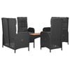 vidaXL 5 Piece Garden Dining Set with Cushions Black Poly Rattan