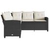 vidaXL L-shaped Couch Sofa with Cushions Black Poly Rattan