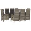 vidaXL 9 Piece Garden Dining Set with Cushions Black and Grey Poly Rattan