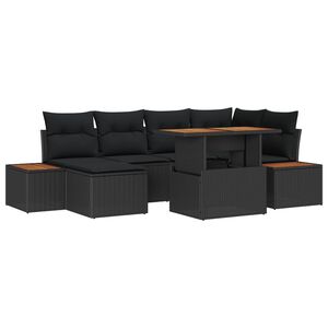 vidaXL Garden Sofa Set 7 pcs Black Poly rattan