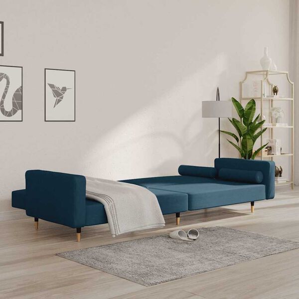 vidaXL 2-Seater Sofa Bed with Two Pillows Black Velvet
